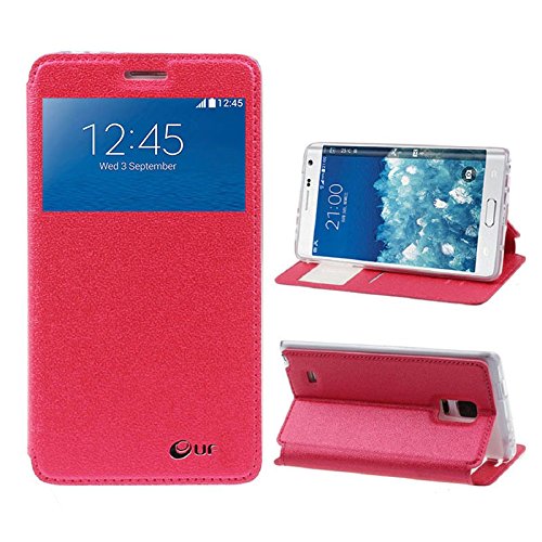 Note Edge Case, X-CASE Note Edge Case [Book Fold] Leather Galaxy Note Edge Cover [Flip Cover] with Fold able Stand, Leather Flip Window View case for Samsung Note Edge (B-red)