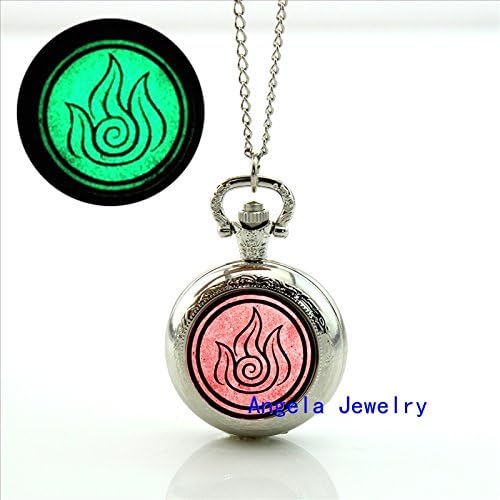 Pretty Lee Fashion Glow in The Dark Avatar The Last Airbender Pocket Watch Necklace Photo Locket Necklace