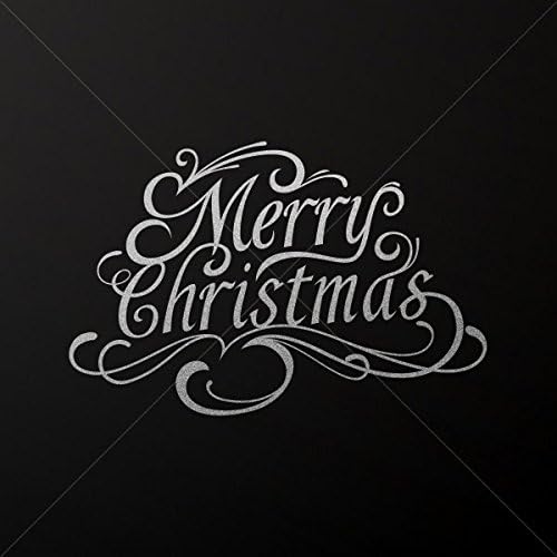 Decal Sticker Merry Christmas Lettering Tablet Laptop Weatherproof Spo Silver-Matte (50 X 32.8 In)