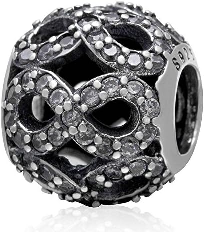 Choruslove Infinite Shine with Clear Cz Charm 925 Sterling Silver Bead for Compatible European Brand Woman Bracelet Jewelry