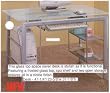 GLASS TOP SPACE SAVER DESK WITH FROSTED GLASS TOP.