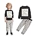 Efaster® Toddler Boys Handsome Black Blouse + Gray Casual Pants Letter Pattern