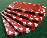 5 Red Rectangular Poker Chips - European Style Plaque