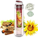 SH&H 27oz Tritan Fruit Infuser Water Bottle, Red