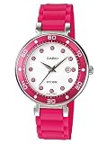 Casio Women's LTP1329-4EV Pink Resin Quartz Watch with White Dial
