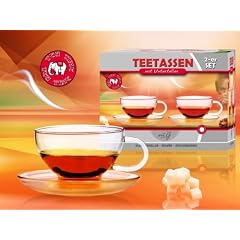 Glas Teetassen 2 er Set mit Untertassen 200ml im Geschenkkarton