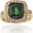 14K gold green tourmaline and diamond ring