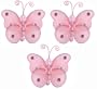 3" Pink Mini (X-Small) Wire Bead Butterfly Butterflies 3pc set - hanging nylon nursery bedroom girls room ceiling wall decor, wedding birthday party baby bridal shower