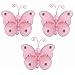 3" Pink Mini (X-Small) Wire Bead Butterfly Butterflies 3pc set - hanging nylon nursery bedroom girls room ceiling wall decor, wedding birthday party baby bridal shower