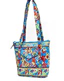 Quilted Cotton Handbag Tote with Matching Wallet in Your Choice of Styles - Butteflies, Animal Print, Paisley, Pink, Blue
