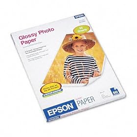 Epson Glossy Photo Paper, 8.5 x 11 Inches, 50 Sheets per Pack (S041649)