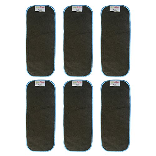 EcoAble 5 Layer Charcoal Bamboo Inserts Reusable Liners for Baby Cloth Diapers (Pack of 6)
