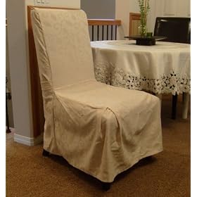 6pc Dining Room Chair Slipcover FIT Set - Off White / Beige