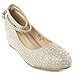V-Luxury Womens 36-BOBBY12 Round Toe Med Low Heel Wedge Pump Shoe, Champagne