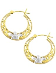 Fascinating 14 Karat Two-Tone Gold Cherub Hoop Earrings