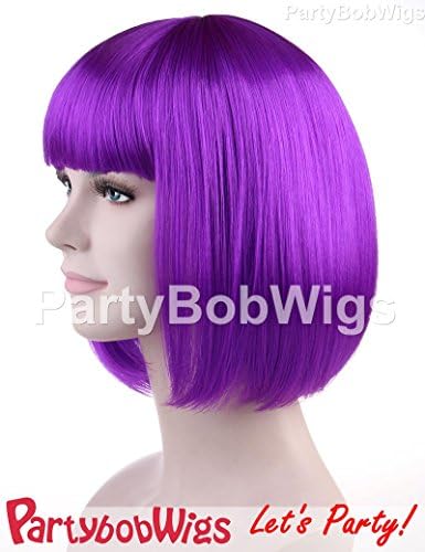 PartyBobWigs Standard Super Model Disco Rave Party Bob Neon Purple PTB-050