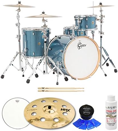 Gretsch Drums Catalina Maple CM1-E824S-AS 4-Piece Drum Shell Pack Bundle, Aqua Sparkle