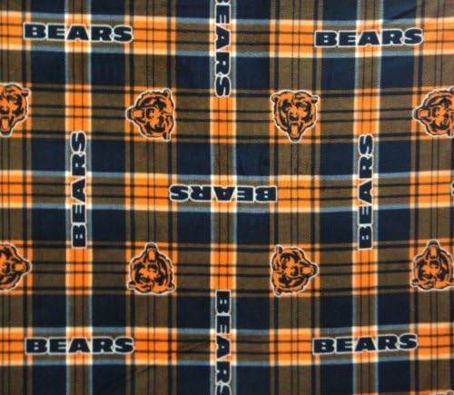 Chicago Bears NFL Licensed Plaid Fleece Fabric 60" Inches Wide-by the Yard