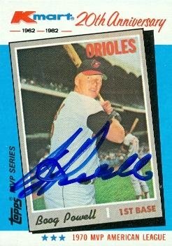 Boog Powell Autographed/Hand Signed Baseball Card (Baltimore Orioles) 1982 Topps Kmart 20th Annivers