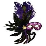 PURPLE SEQUIN MASQUERADE FEATHER MASK