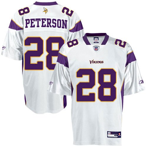Reebok Minnesota Vikings Adrian Peterson Replica White Jersey Large