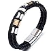 Jstyle Stainless Steel Braided Leather Bracelet for Men Rope Magnetic-Clasp 7.5-8.5 Inch