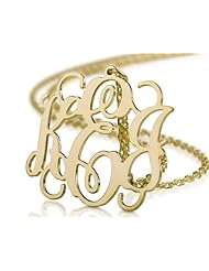 Monogram Necklace 18k Gold Plated Personalized Initial Name Necklace