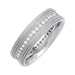 18K White Gold Grooved Diamond Wedding Band (0.63ct)