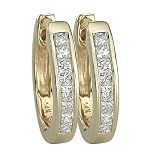 14K Yellow Gold 1/4 ct. Princess Cut Diamond Huggie Earrings
