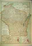 MAP WISCONSIN AMERICA c1902 CHICAGO MILWAUKEE