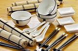 4 PLACE SETT/FISH DSGN SUSHI SET (4 BWL,MATSPOON,CHPST/HLDR)