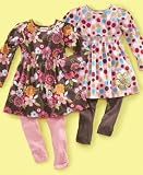 Flapdoodles Little Girl Smocked Empire Dress & Leggings Set