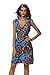 Jinhuanshow Women's Spring Summer Casual Low-cut V-neck Prints Sundresses(Small, Meiblue-fba)