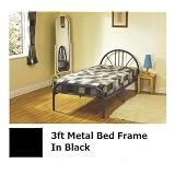NEW CURVED METAL SINGLE 3FT BED FRAME - BLACK