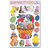 IMAGE OF Easter Basket Glass - Window Clings 12in. x 17in. Sheet 1/Pkg