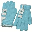 Women's Triple Rhinestone Bows Knitted Angora Wool Acrylic Gloves - Various Colors