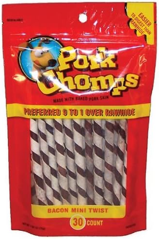 Pork Chomp Twists - 60 ct - Small/Mini dogs - Bacon...