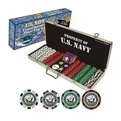 Trademark Poker U.S. Navy Clay-Filled 500 Poker Chip Set with Custom Case