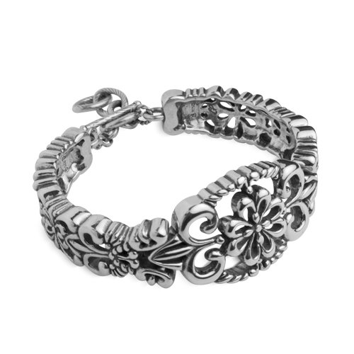 Silver Filigree Hinged Cuff Bracelet