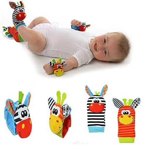 LivLo Baby Soft Toy Wrist Rattles Hands Foots finders a Set with 4 pcs