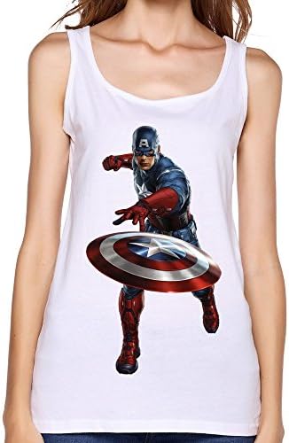 Timo Women's Tank Tops Handsome Captain America Size S White