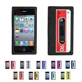 Apple iPhone 4 (iPhone 4G, iPhone 4th Generation) 8GB 16GB 32GB CASSETTE Silicone Skin Case Cover + Free Front & Back Screen Protector Set (Many Colors Available)