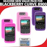 Silicone Skin 3 pc. Value Pack for your Blackberry Curve 8900 (Purple, Light Pink, Hot Pink) Bonus DBRoth Microfiber Cleaning Cloth Included