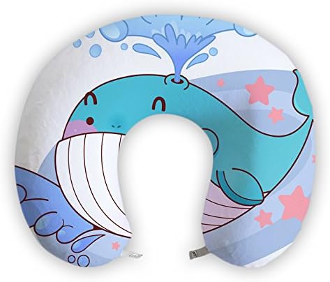 EnjoyIt Big Whale U-Shape Neck Pillow with Perfect Design Cloth with Soft Nap Surface and High Quality Memory Foam Insert