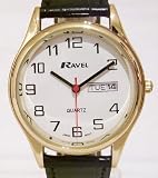 GENTS RAVEL CLASSIC WHITE WATCH WITH EXTRA LONG BLACK STRAP AND CHROME CASE