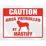 New  Caution : Area Patrolled By Mastiff  Parking Sign Dog