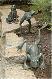 Set of 3 Outdoor Jumping Garden Frogs Statues