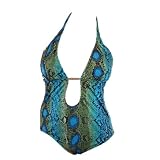 Michael Kors Faux Snake Halter Swimsuit 62754D7 12 Turqoise