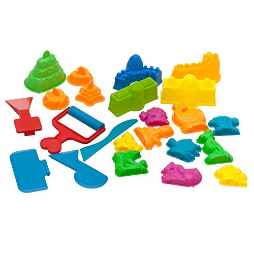 Sand Molds Kit (23 pcs) - Use with Kinetic Sand, Sands Alive, Brookstone Sand, Waba Sand, Moon Sand and All Other Molding Play Sand Brands - (Sand not included)