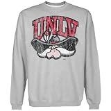 NCAA UNLV Rebels Distressed Secondary Premium Crew Neck Fleece Sweatshirt - Ash